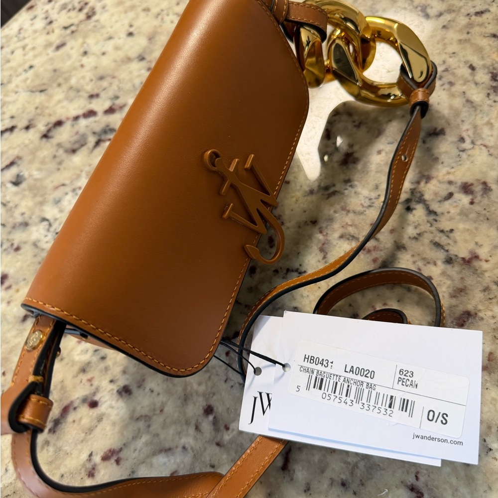 JW Anderson Tan Leather Chain Baguette Shoulder Bag